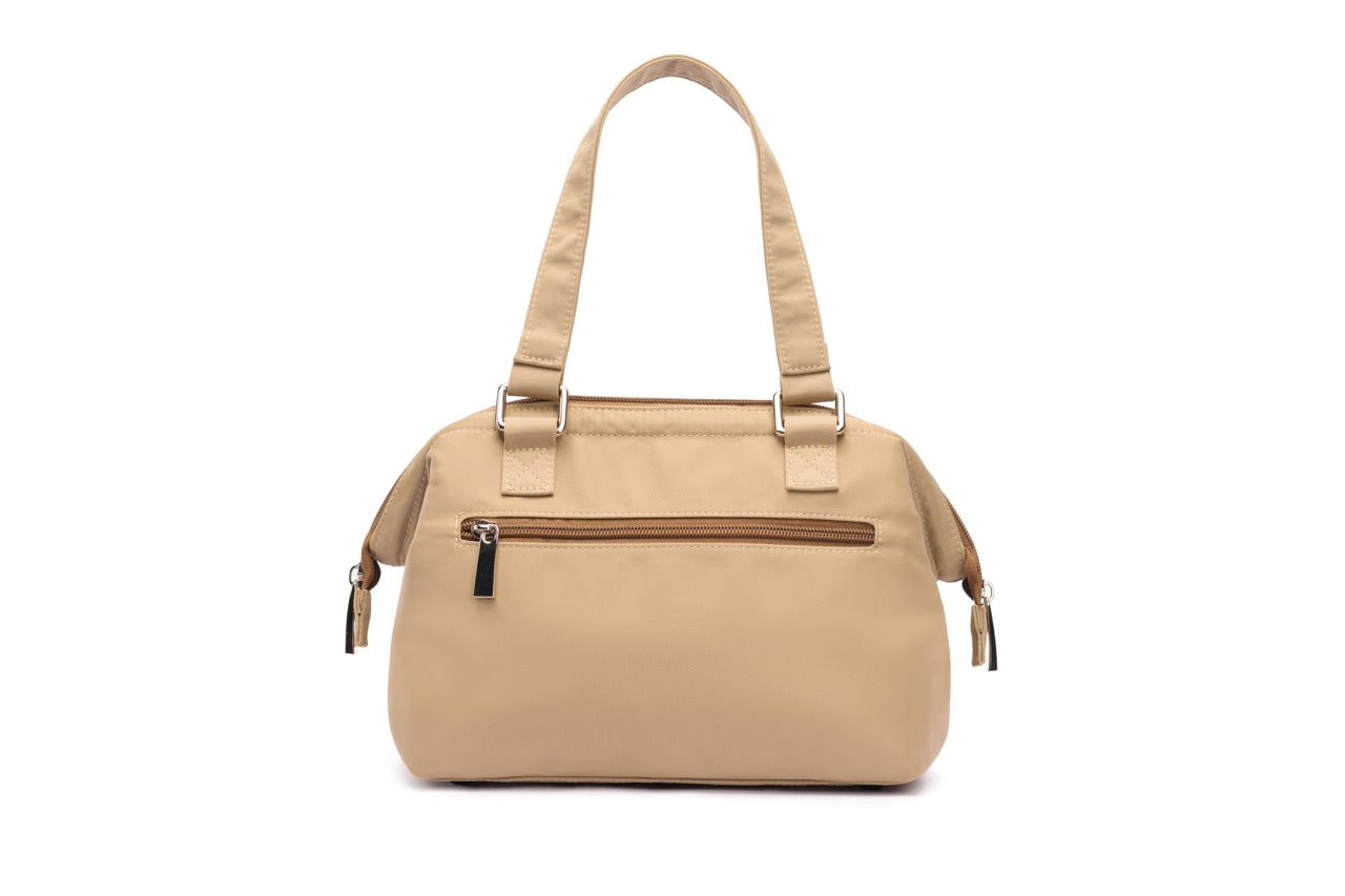 STÆRKE mini gym bag back view with external zip pocket, minimalist recycled nylon sports bag